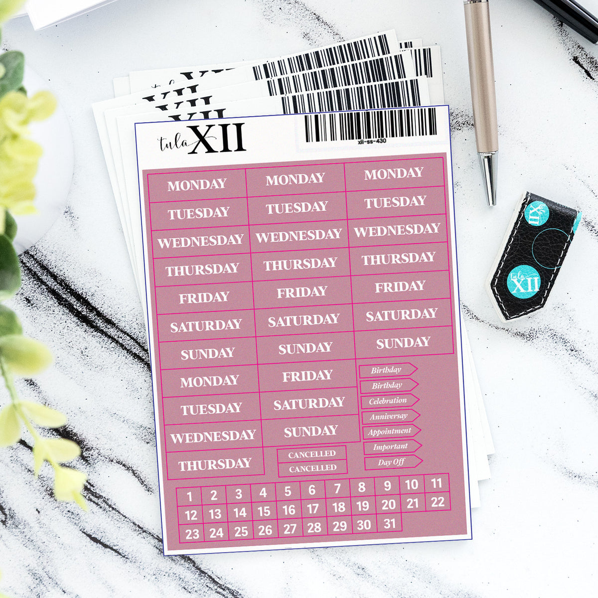 Weekly Headers - Light Pink