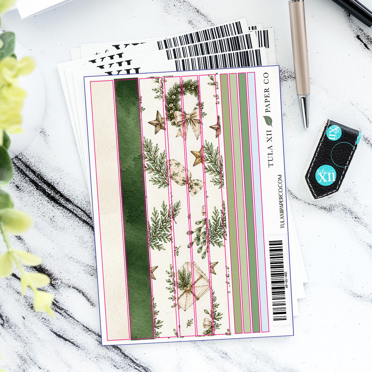 Long Washi Stickers - Evergreen &amp; Ivory