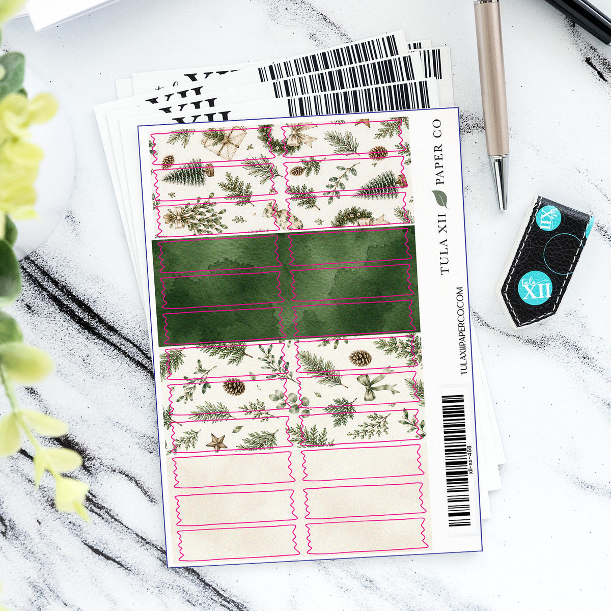 Washi Piece Stickers - Evergreen &amp; Ivory