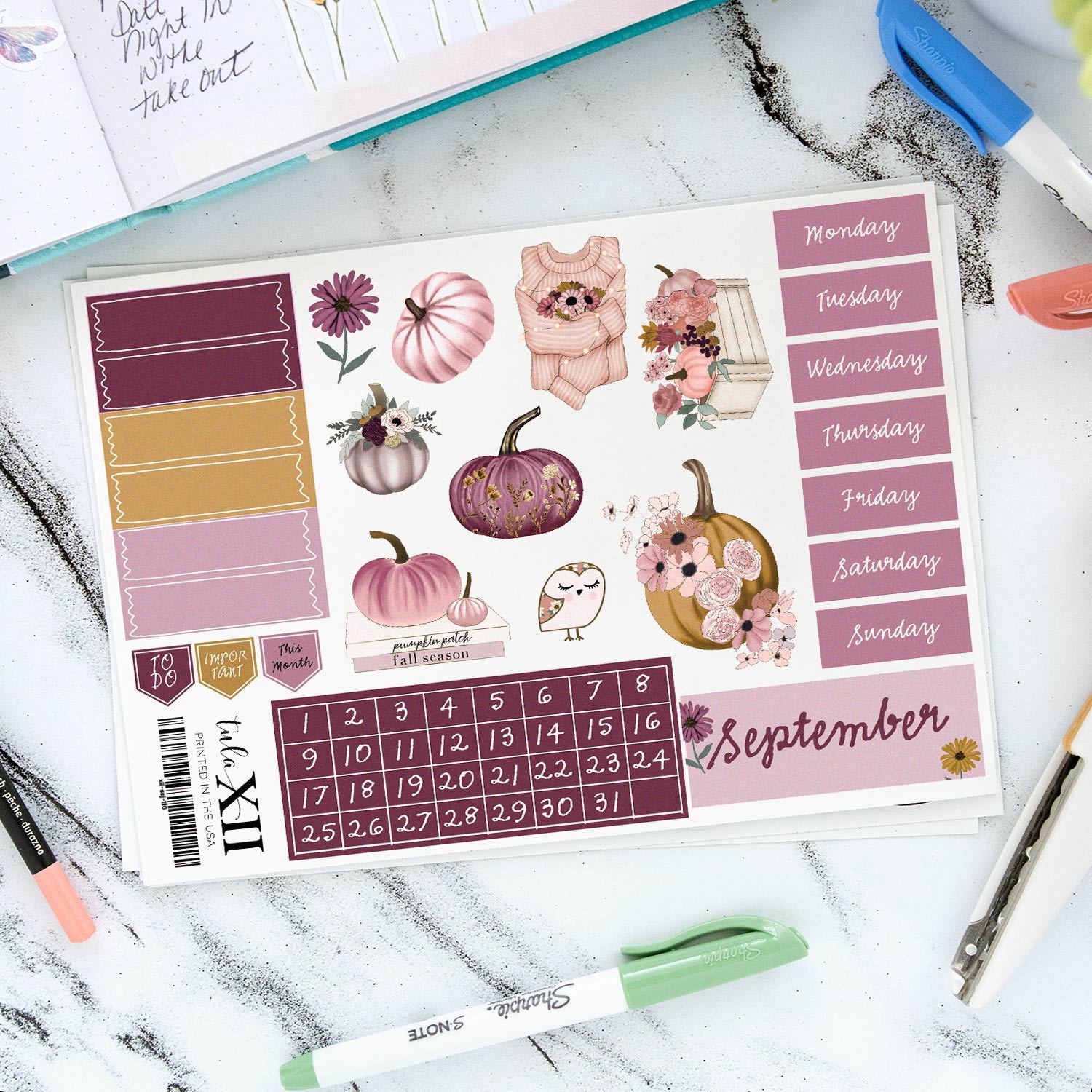 Journal Monthly Stickers - Seasonal