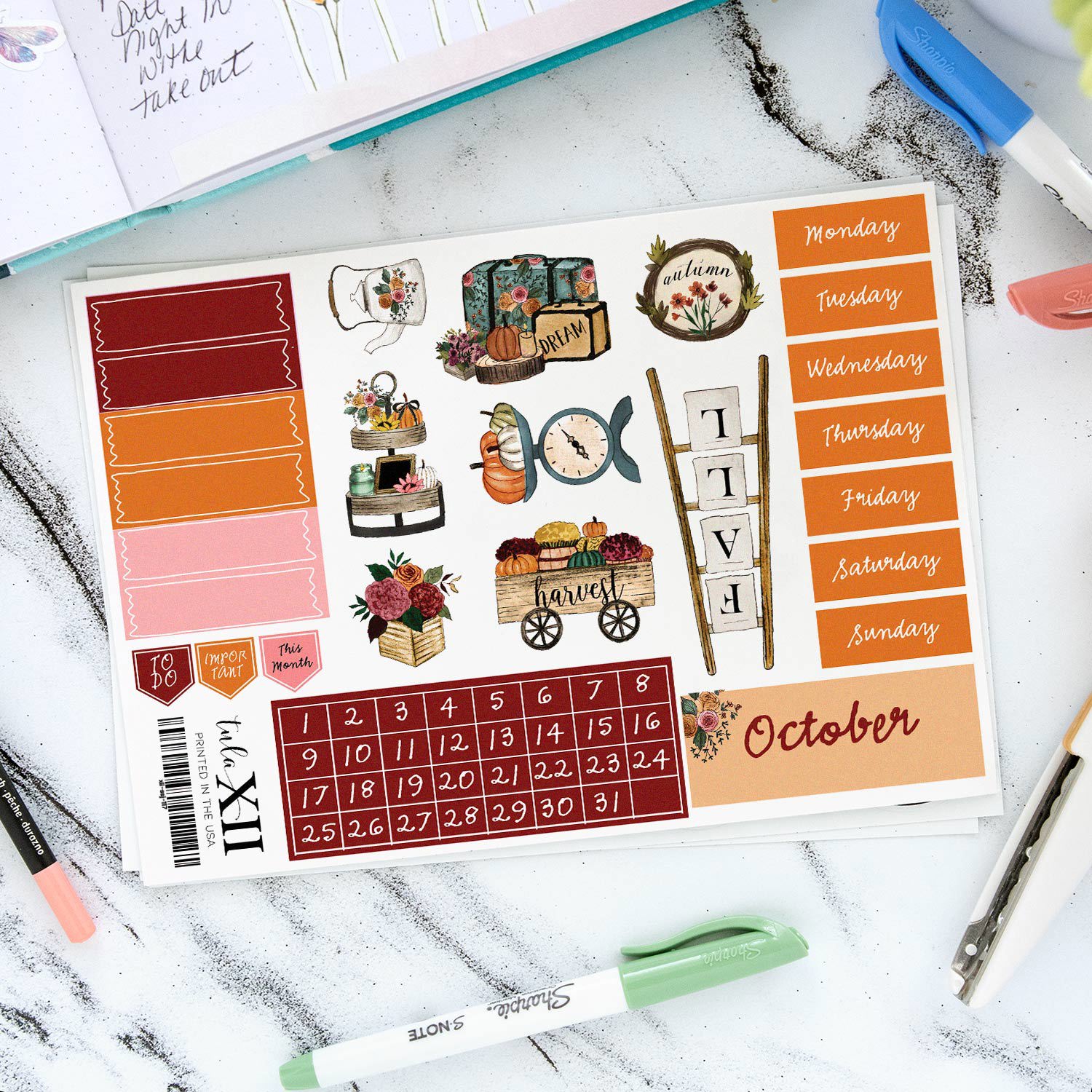 Journal Monthly Stickers - Seasonal
