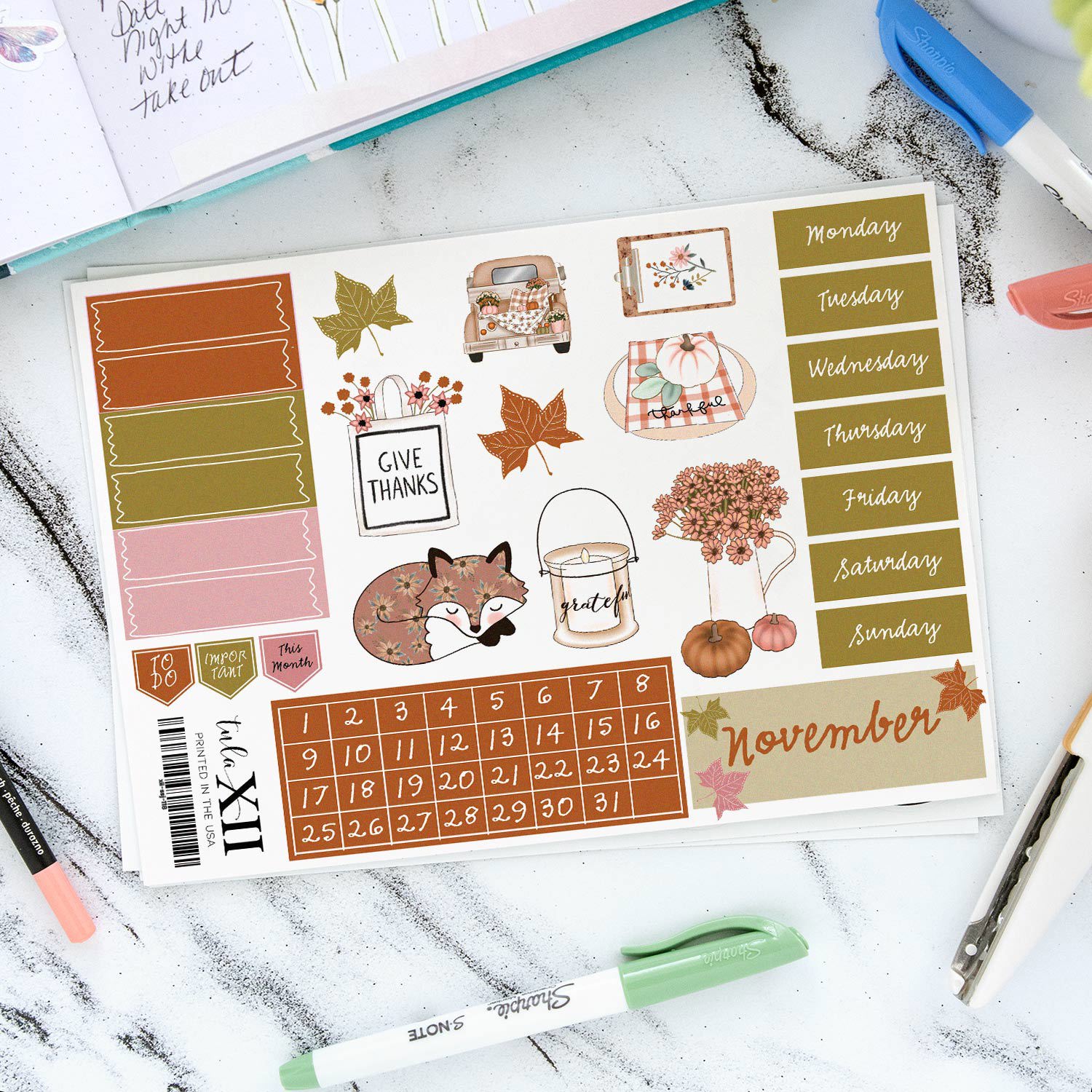 Journal Monthly Stickers - Seasonal