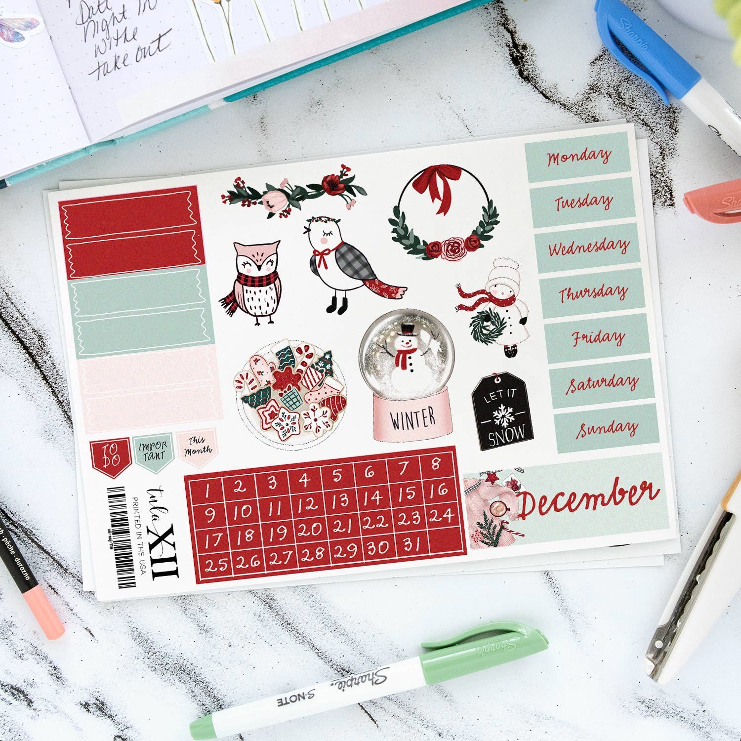 Journal Monthly Stickers - Seasonal