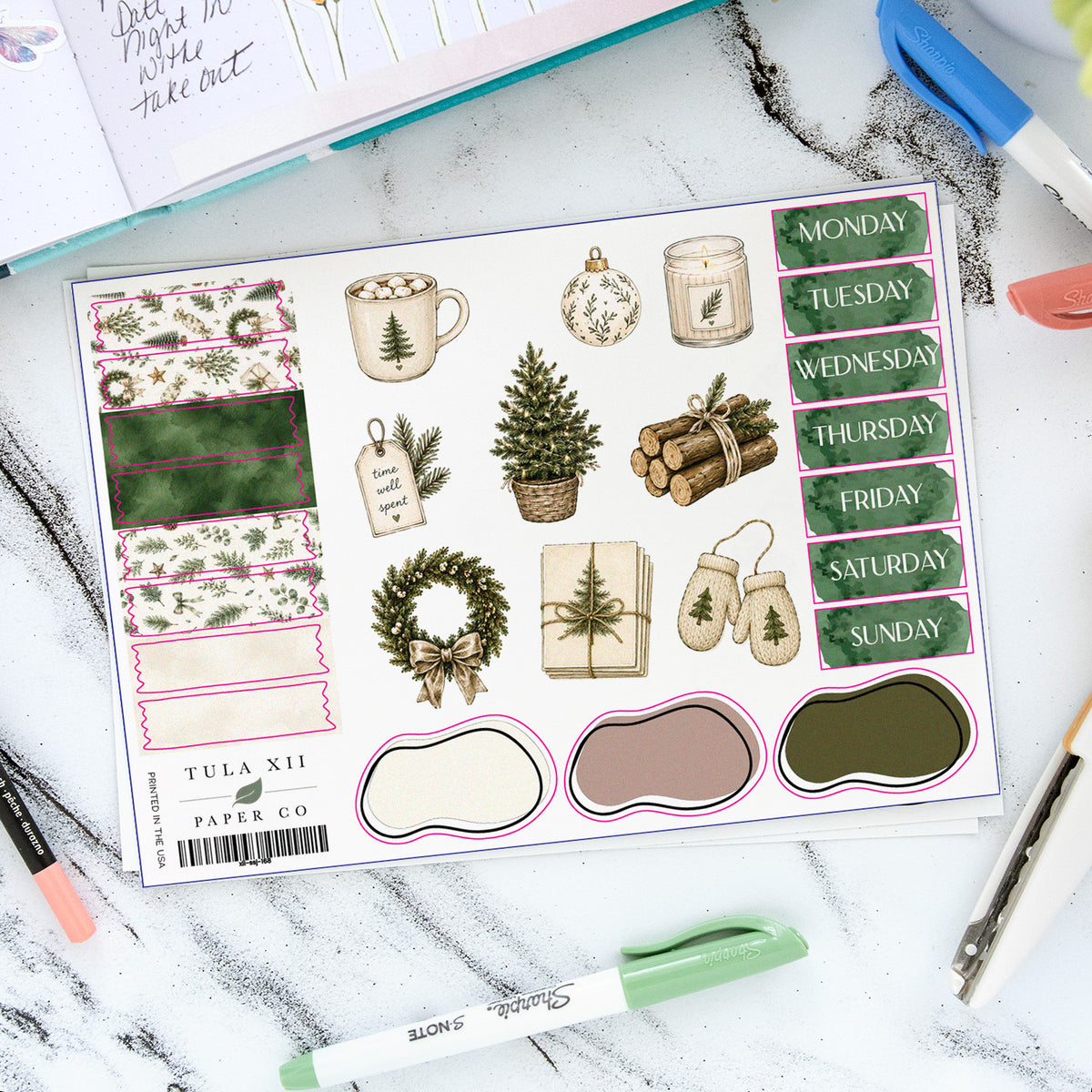 Journal Stickers - Evergreen &amp; Ivory